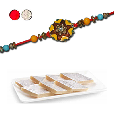 "Rakhi - ZR-5310 A (Single Rakhi), 250gms of Kaju Kathili - Click here to View more details about this Product
